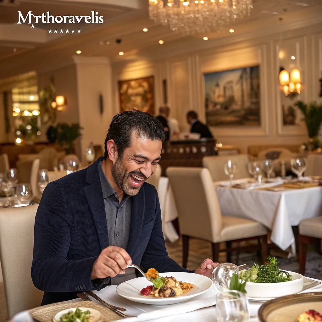 Delighted diner at MYRTHORAVELIS